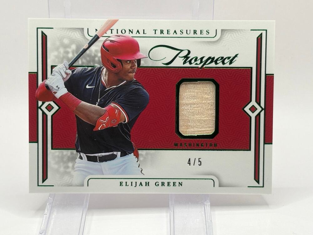 2024 National Treasures Elijah Green Game Gear Green Bat Relic 4/5 SSP Nationals